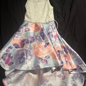 Floral Kids Dress with Lace Bodice
